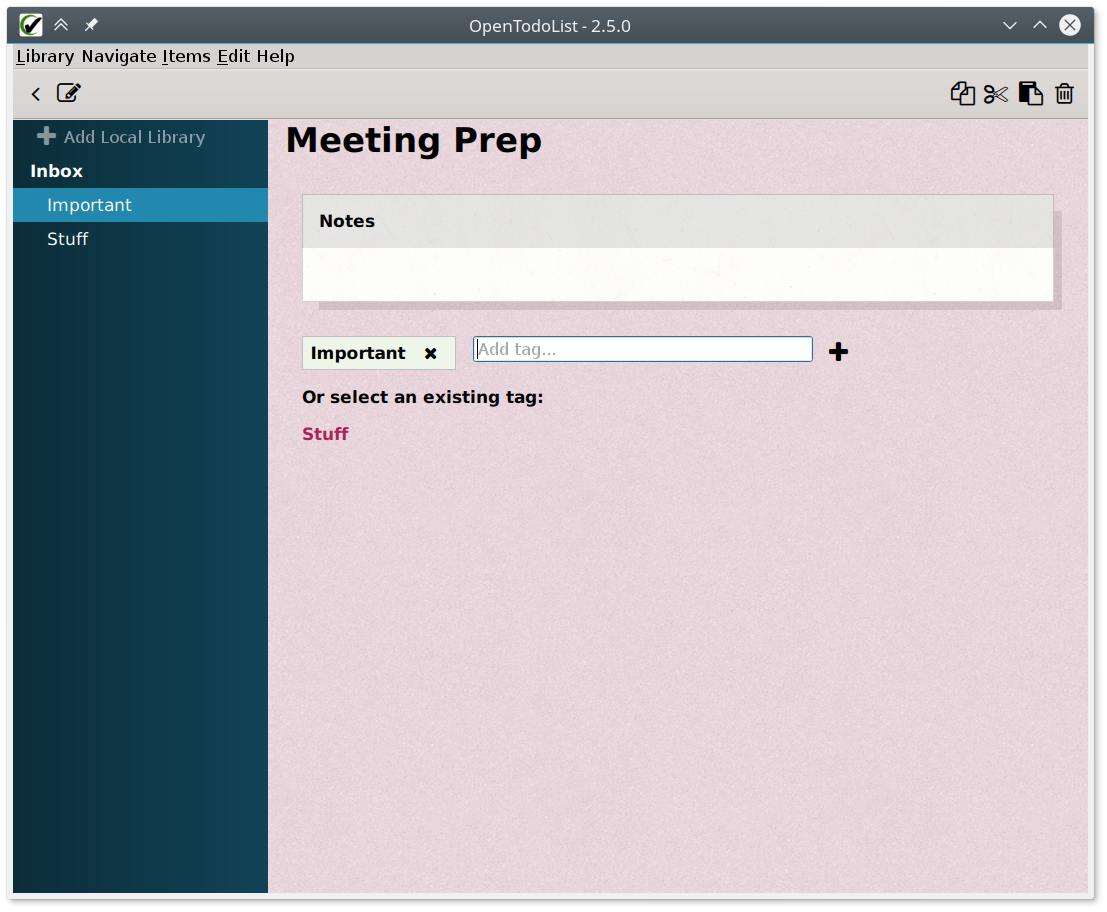 OpenTodoList tags editor